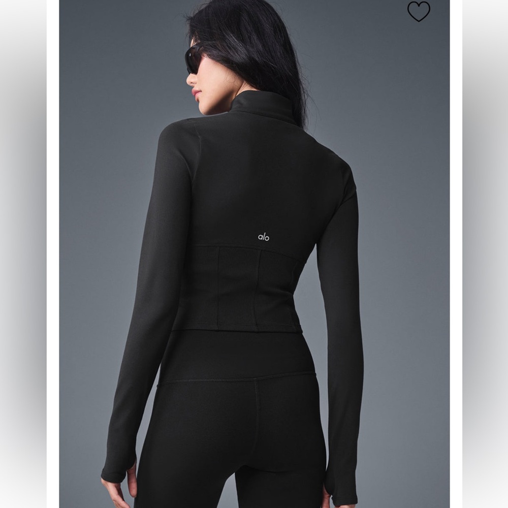 Alo Airbrush Black Corset Full Zip Jacket XS - Picture 5 of 13